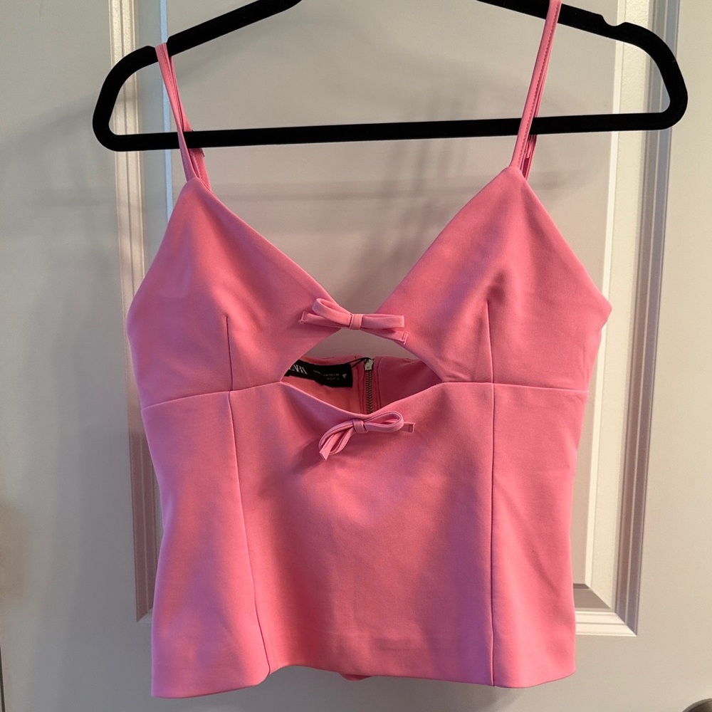 Zara Pink Bow Top Size Medium, NWT